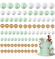 Comprar Kit Cake Toppers Perlas Verde Blanco Dorado 5 Tamaños 108pz