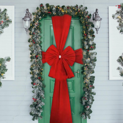 Lazo Rojo Para Puerta De Entrada, Decoración De Puerta Con