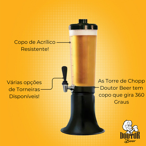 Torre De Chopp Doutorbeer 2l Com Gota