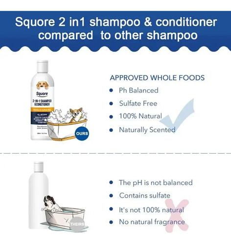 Shampoo E Condicionador Para Cachorros 2 Em 1 Hidratante Nat
