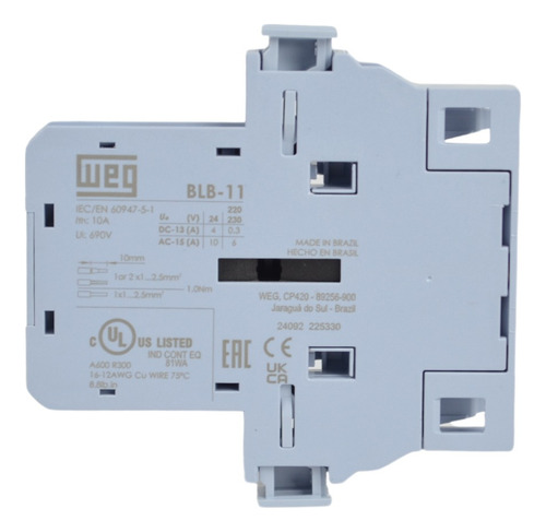 Kit 2 Blocos De Contato Auxiliar Lateral P/cwb 1na 1nf Blb 220v/690v