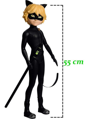 Boneco Infantil Cat Noir 55 Cm Grande Certificado Inmetro