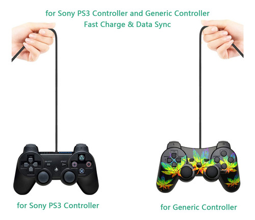 Cable De Carga Dtol Ps3 Para Ps Move Ps3, 3 M, Paquete De 2