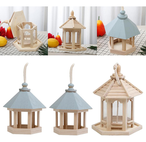 3 Piezas De Colgante Gazebo Comedero Para Pájaros Jardín