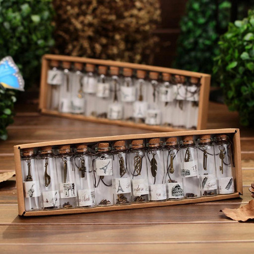 12pcs Mini Pequeña Botella De Cristal Desea Trabajo Hecho