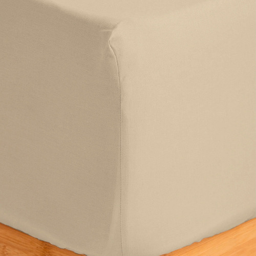 Sábana Ajustable Queen Size / 2 Plazas Línea Egipcia Color Crudo Diseño de la tela Liso