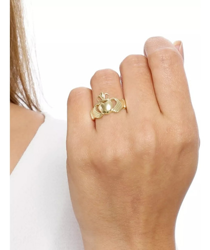 Anel Claddagh Ouro Amarelo 18 Kl Maciço