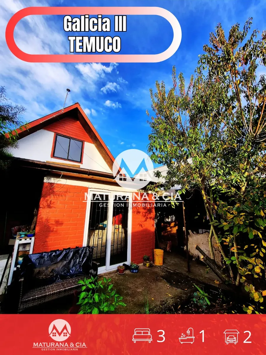 Imagen 2 de 13 de Vende Casa Galicia 3 Temuco