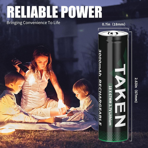 18650 Batería Recargable, 3.7v 3000mah 2 Pack Batería...