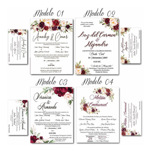  Invitaciones Boda Florales Sencillas Con Pase 