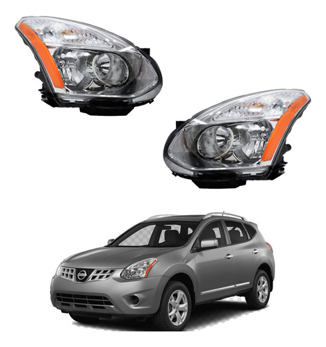 Faros Nissan Rogue 2008 2010 2012 2014 Fondo Cromo Nuevo