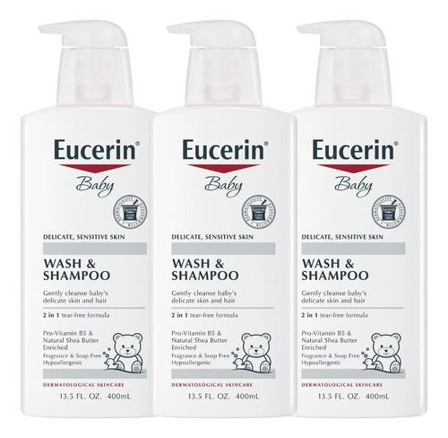 Eucerin Jabón Y Champú Para Bebés, Fórmula 2 En 1 Sin L.