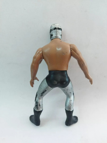 Luchador Bootleg Clásico Máscara Plateada Líneas Negras Ojos (Usado)