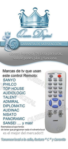 Control Remoto Para Audiologic Sanyo Philco Top House Talent