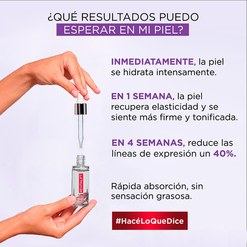 Imagen 6 de 10 de Sérum Serum Ácido Hialurónico L'Oréal Paris Revitalift día/noche para todo tipo de piel de 30mL