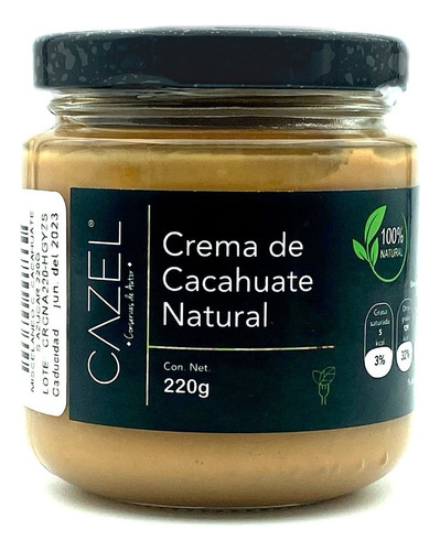 Crema De Cacahuate Oaxaqueño Sin Azúcar 100% Natural 220g