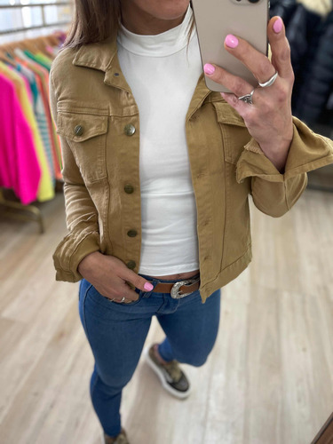 Imagen 9 de 10 de Campera De Jean Blanca Negra Rosa Verde Mujer The Big Shop
