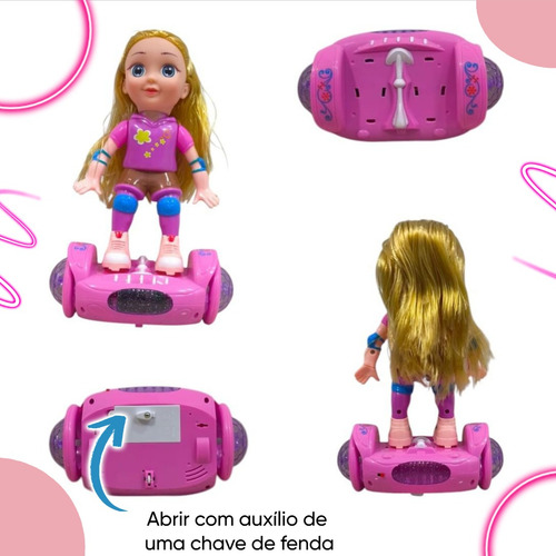 Boneca Hoverboard Bate Volta Luz Som Skate Brinquedo Menina
