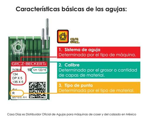 Imagen 3 de 3 de Agujas Groz-beckert P/ Máq. Recta Cabo Grueso O Presilladora