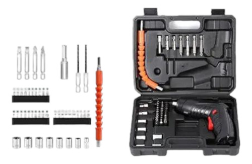 Destornillador Eléctrico Inalámbrico Recargable Luz 42 Pzas Naranja/negro 60 Hz