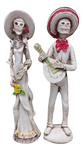 Pareja Catrines 23cm Resina Decoración Dia De Muertos Adorno