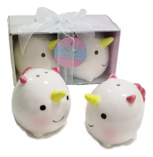 N Salero Y Pimentero De Unicornios Kawaii Color Blanco