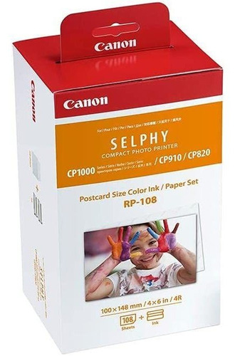 Pack 2 Tintas Y 108 Papel Para Canon Selphy Cp1000 Cp1200 