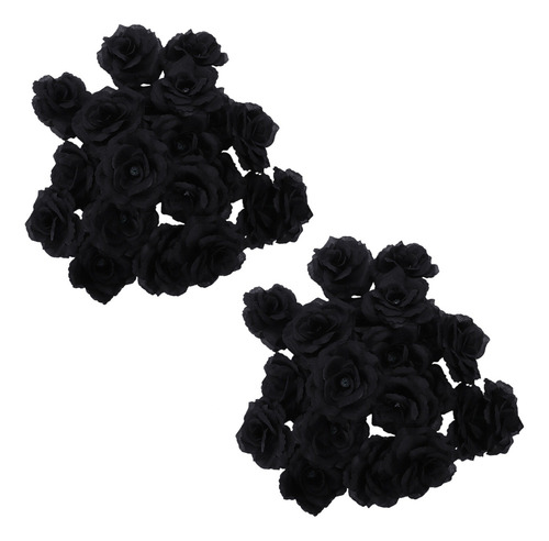 40 Unidades De Rosas Negras De Seda Artificial Para Fiestas,