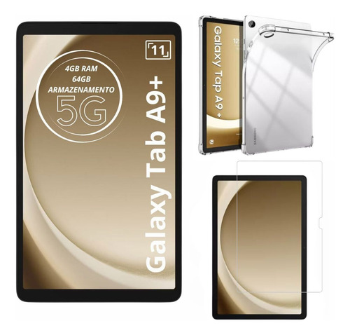 Tablet Samsung A9+ C/ Chip 5g 64gb 4gb Prata Com Capa