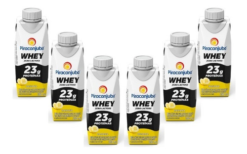 Kit C/6 Bebida Whey Banana Zero Lactose Piracanjuba 250ml