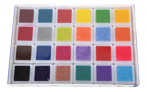 Almohadilla De Tinta Cuadrada Para Dedos, 24 Colores, Funda