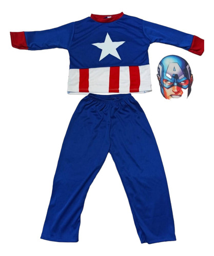 Disfraz Capitán América Niño Con Máscara Excelente