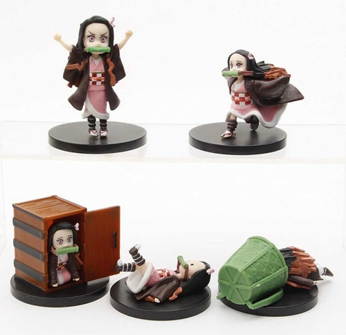 Figura Kimetsu Demon Slayer Set X5 Nezuko Kamado Importado