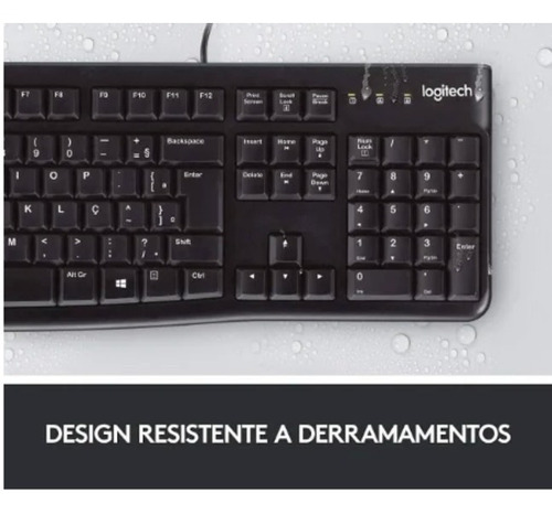 Kit Teclado Mouse Logitech Mk120 Abnt2 Com Ç Com Fio Usb