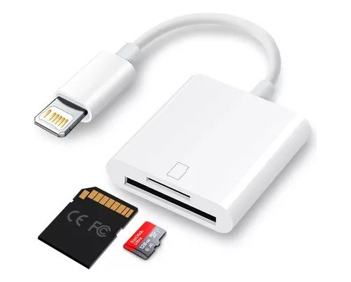 Adaptador Lightning Leitor Cartão De Memoria Sd iPhone iPad Branco DELIUZ Leitor 2 em 1