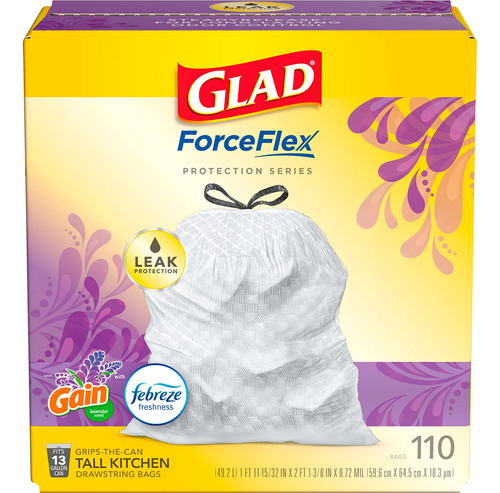 Glad Forceflex - Bolsas De Basura Altas Con Cordn Para Coci