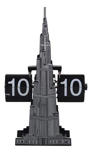 Reloj Decorativo Flip Torre Burj Khalifa De Dubái, Moderno Color Negro