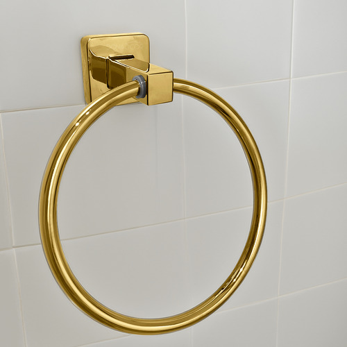 Suporte Para Toalha Dourado Toalheiro Redondo Argola Inox304 Porta Toalha De Rosto Argola Metal Gold Brilhoso Lavabo Dona D.cor