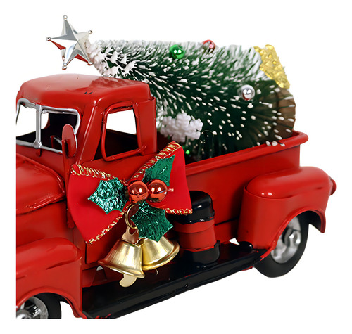 Camión Rojo Estilo Vintage Centro De Mesa Navideño Decorar