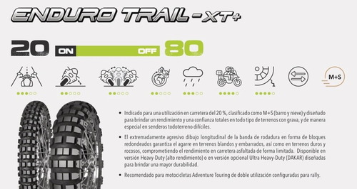 Cubierta Trasera Mitas 150/70b18 Trail Xt+ 20/80 (on/off)