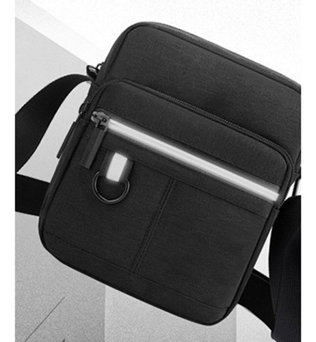 Bolso De Hombre Canvas Shoulder Messenger Black Tamaño Libre
