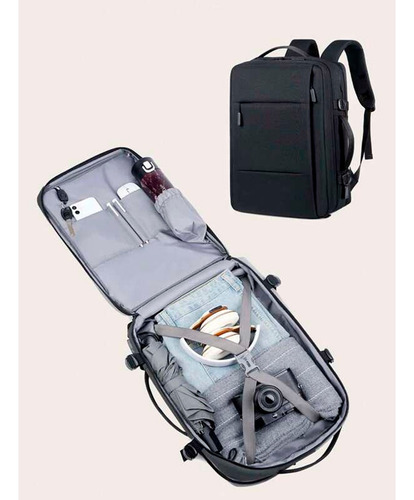 Mochila Executiva Para Viagem Expansível Entre 20-35 Litros Cor Preto