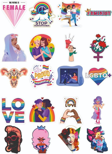 Imagem 5 de 5 de 70 Adesivos Orgulho Lgbt Diversidade Feminismo Me Representa