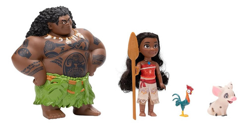 Set De Muñecas Moana Y Maui Con Figuras Pua Y Heihei