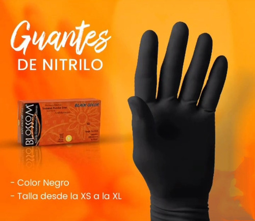 Guantes Nitrilo Blossom Negros, Morados 