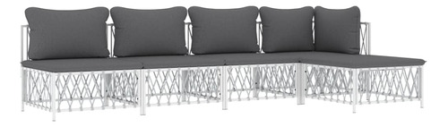 Vidaxl 5 Piece Patio Lounge Set With White Steel And Woven .