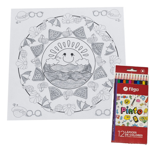 Kit Arte Mandala Diseño Infantil Para Colorear 12 Colores