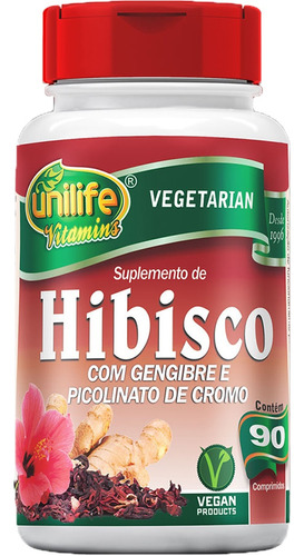 Suplemento em cápsula Unilife Vitamins  Hibisco com Gengibre em pote de 45g 90 un