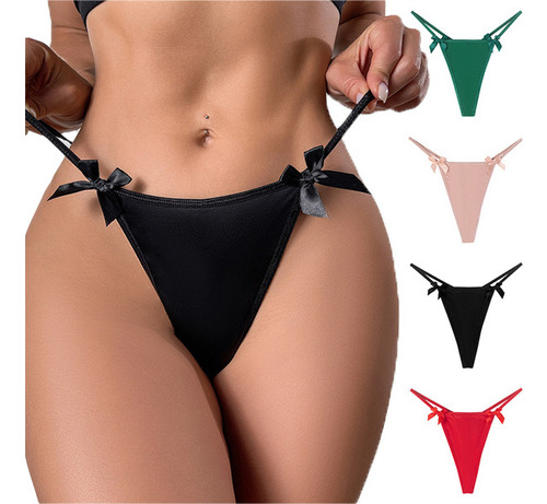 Tanga Sexi De Cintura Baja Para Mujer, Pack De 4 Piezas