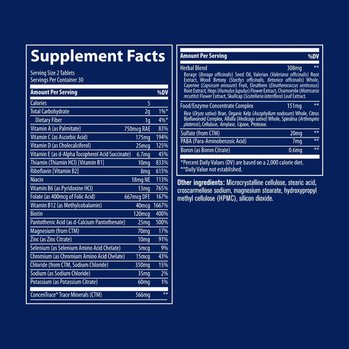 Trace Minerals Stress-x Vitaminas-minerales 60 Tabletas Sabor Sin Sabor